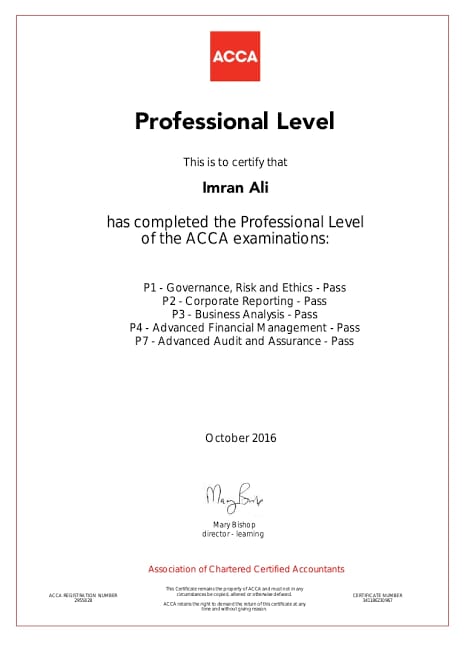 Association of Chartered Certified Accountants (ACCA) Certificate | Invisor Education India