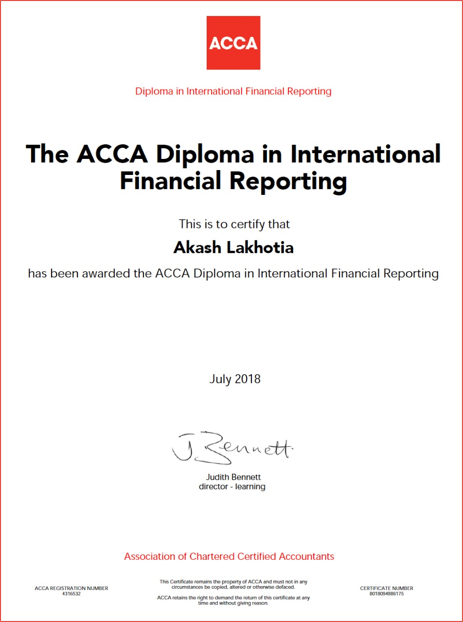 ACCA’s Diploma in International Financial Reporting Certificate 